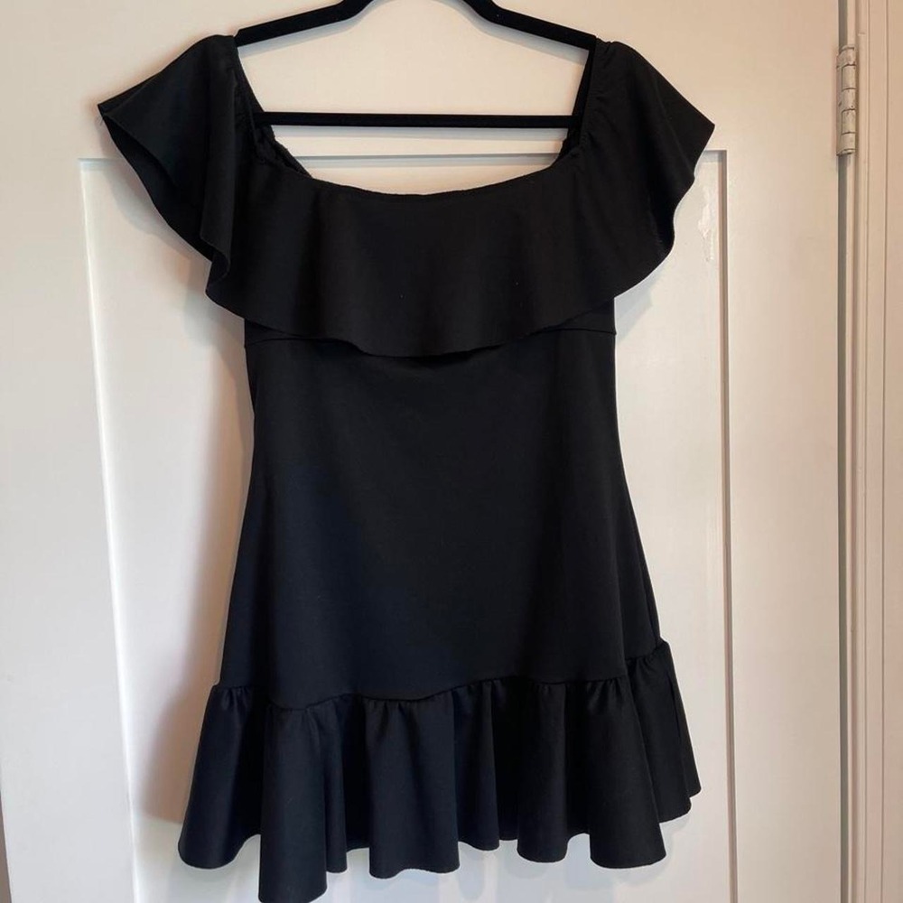 Urban Outfitters Black Off Shoulder Ruffle Mini Dress Size M